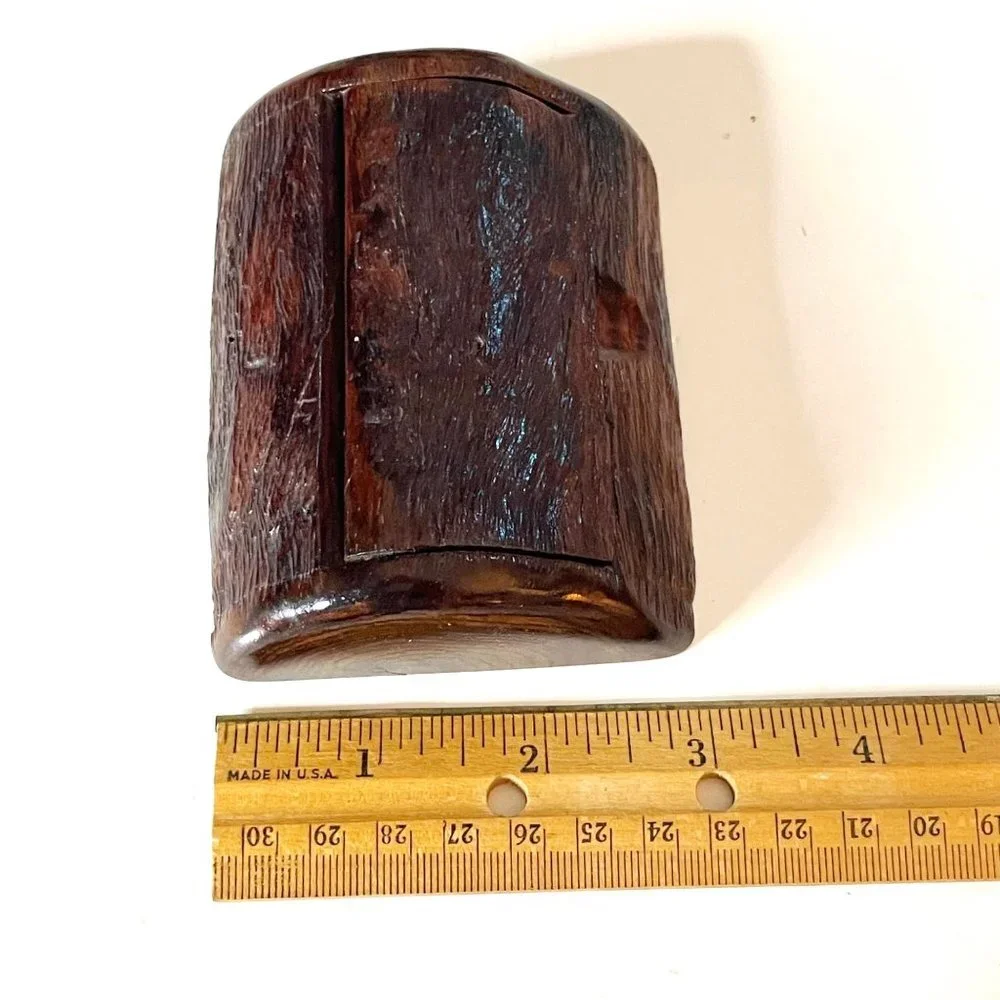 Vintage Hand Carved Pine? Wood Toothpick Holder Signed Marcos C.R. 96